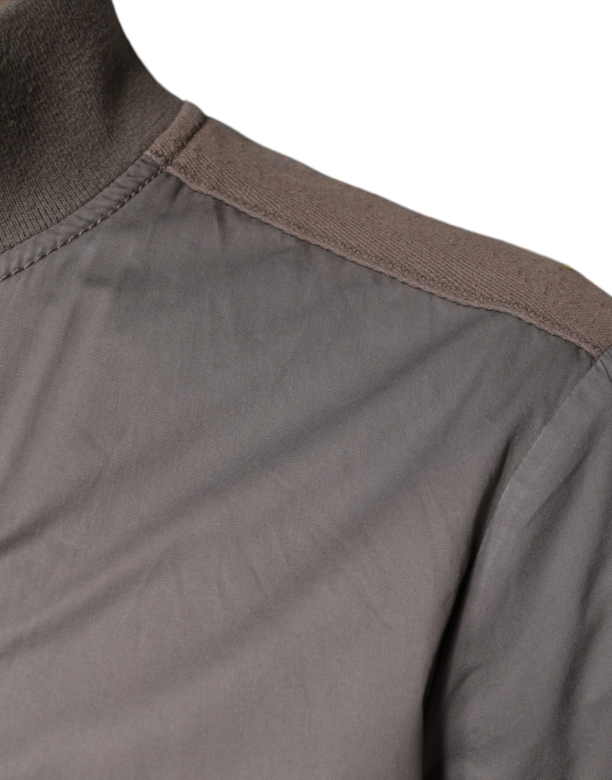 Armani Jeans Brown Cotton Full Zip Bomber Logo Jacket - ACCEXO