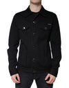 Dolce & Gabbana Black Cotton Blend Button Down Jacket