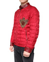 Dolce & Gabbana Red Quilted Bomber Gold Crown Logo Jacket