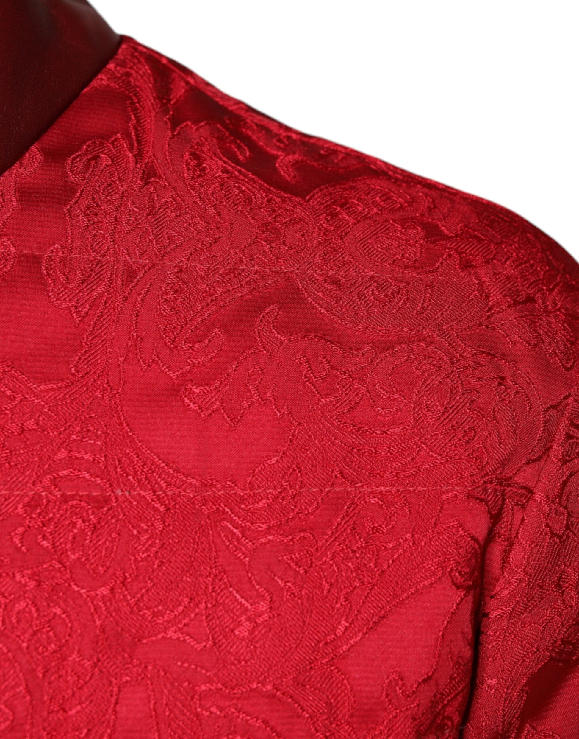 Dolce & Gabbana Red Quilted Bomber Gold Crown Logo Jacket - ACCEXO