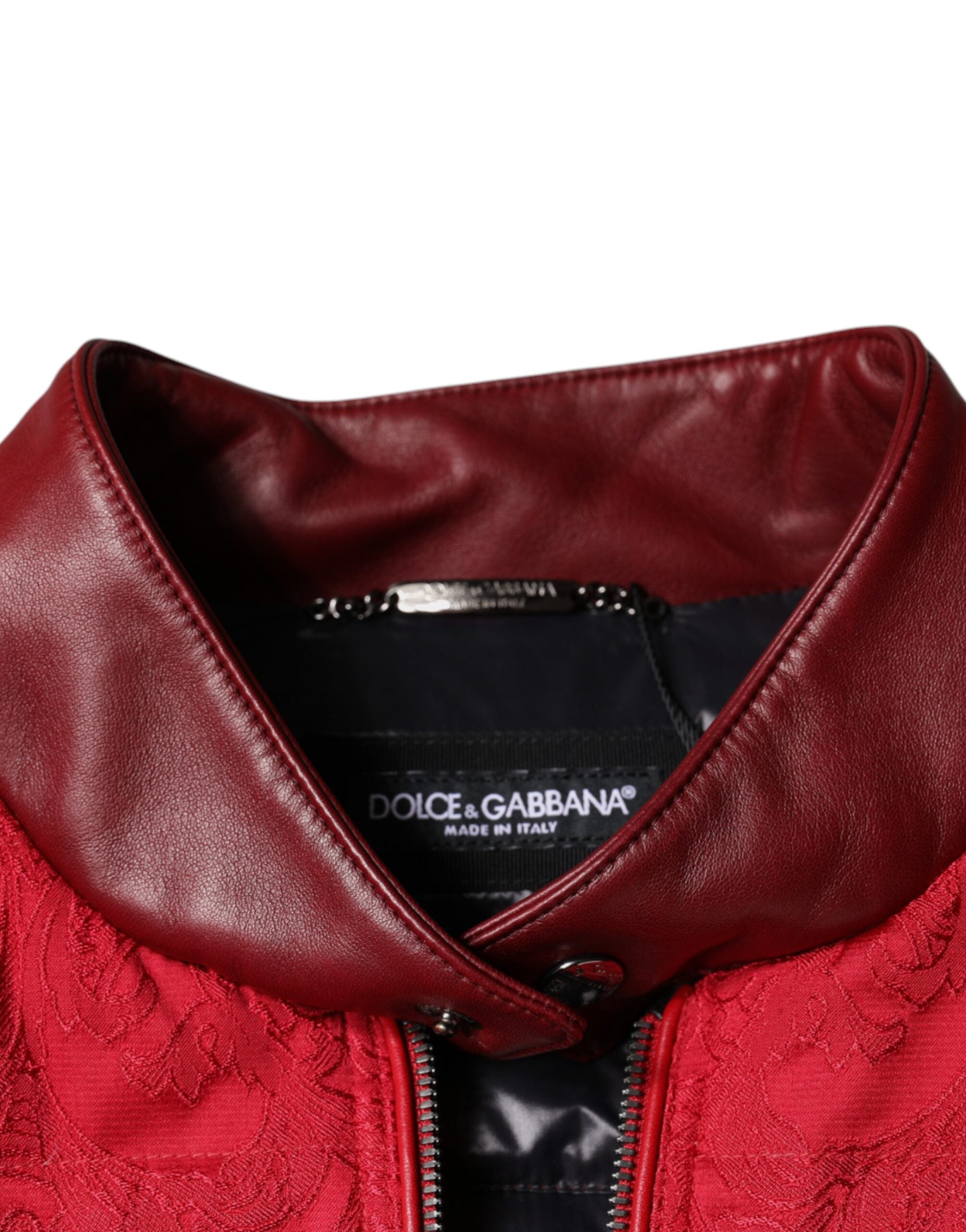 Dolce & Gabbana Red Quilted Bomber Gold Crown Logo Jacket - ACCEXO