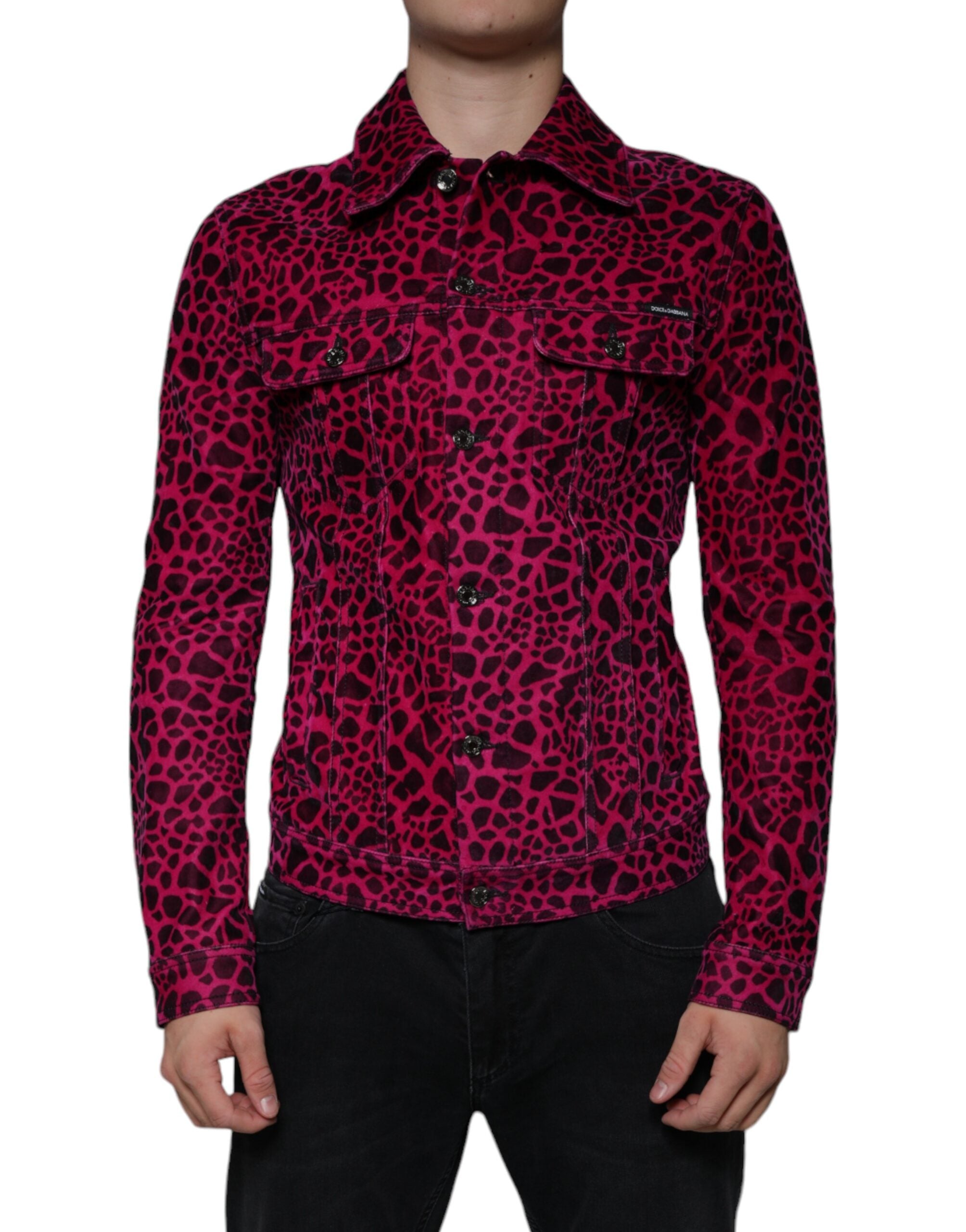 Dolce & Gabbana Fuchsia Leopard Button Down Collared Jacket - ACCEXO