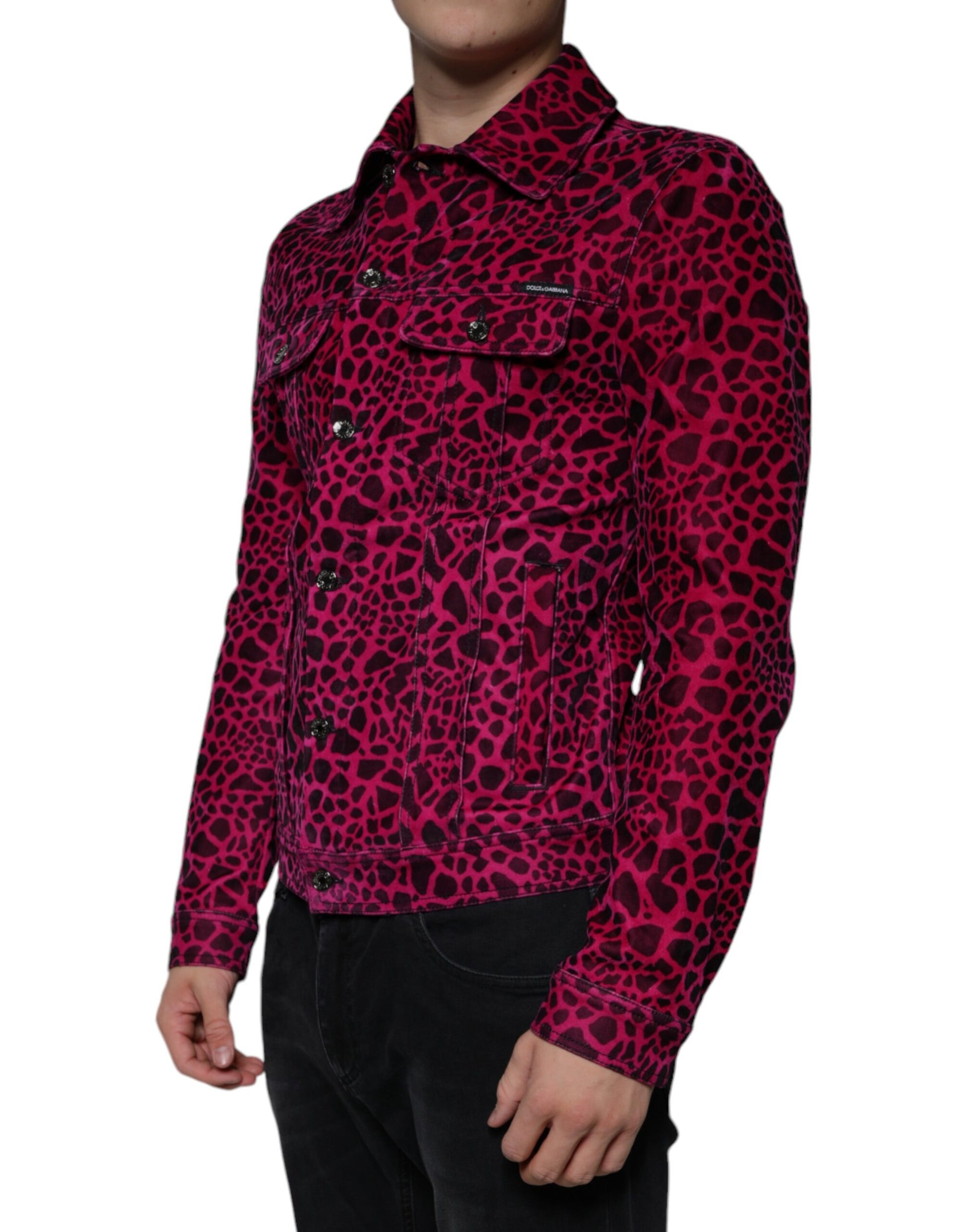 Dolce & Gabbana Fuchsia Leopard Button Down Collared Jacket - ACCEXO