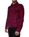 Dolce & Gabbana Fuchsia Leopard Button Down Collared Jacket