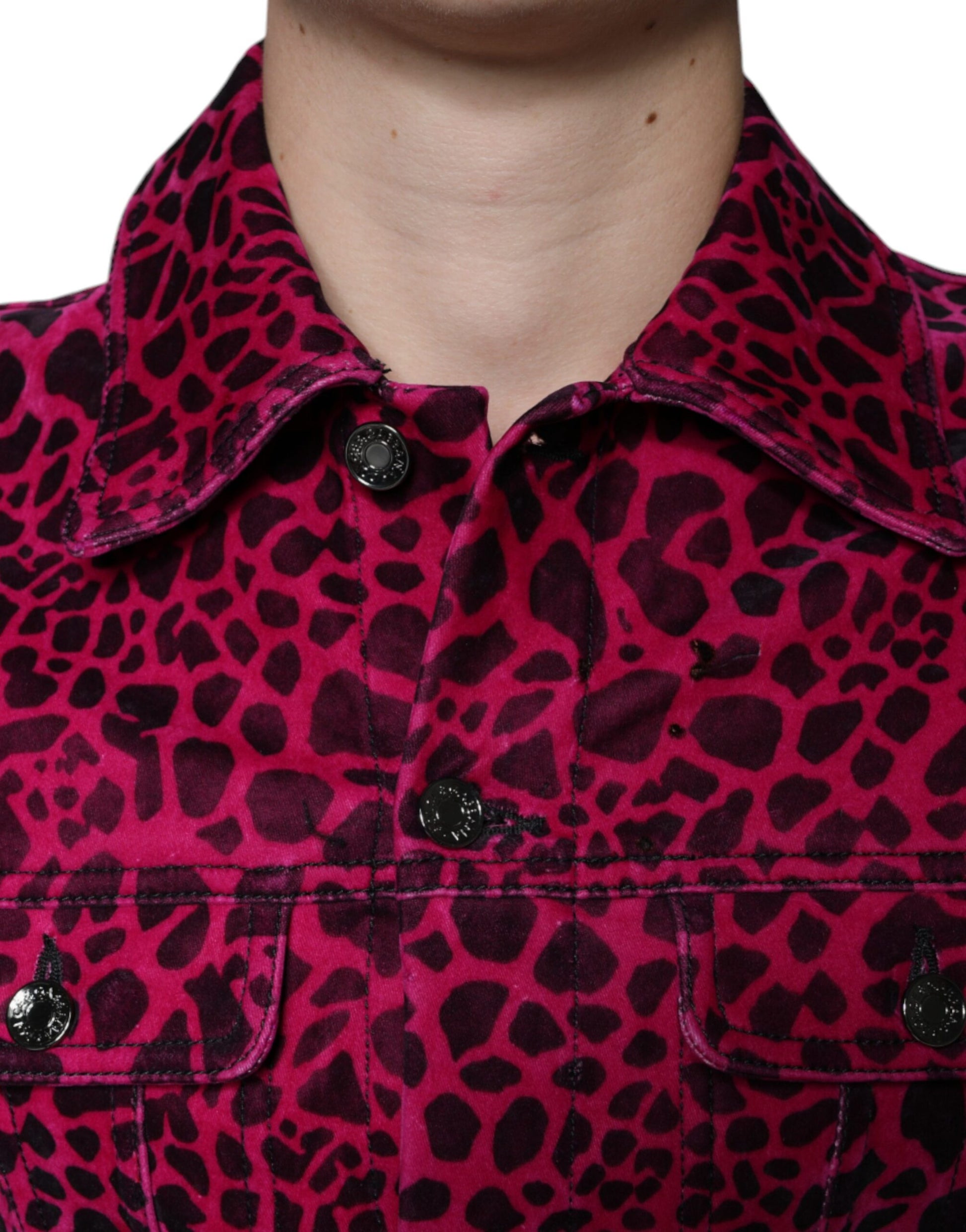 Dolce & Gabbana Fuchsia Leopard Button Down Collared Jacket - ACCEXO