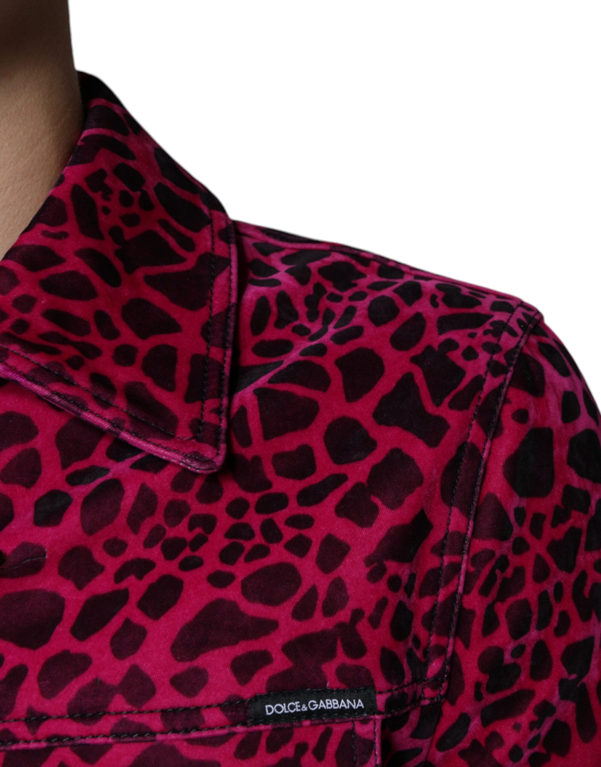 Dolce & Gabbana Fuchsia Leopard Button Down Collared Jacket - ACCEXO