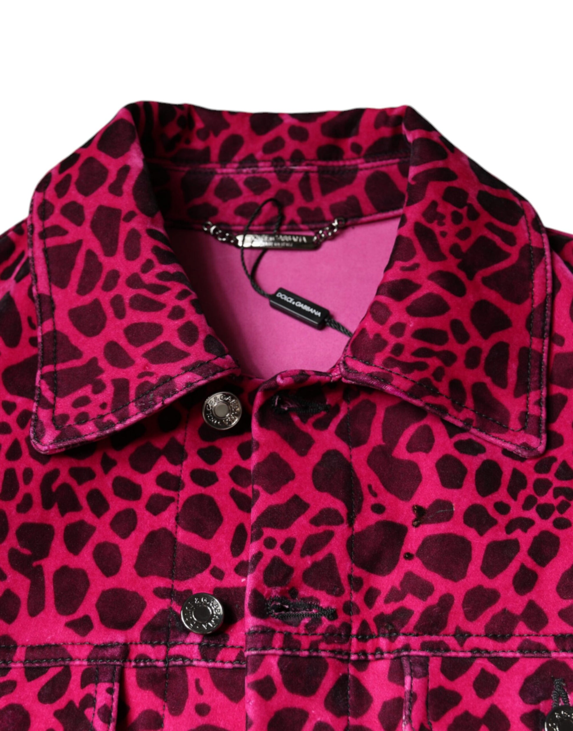 Dolce & Gabbana Fuchsia Leopard Button Down Collared Jacket - ACCEXO