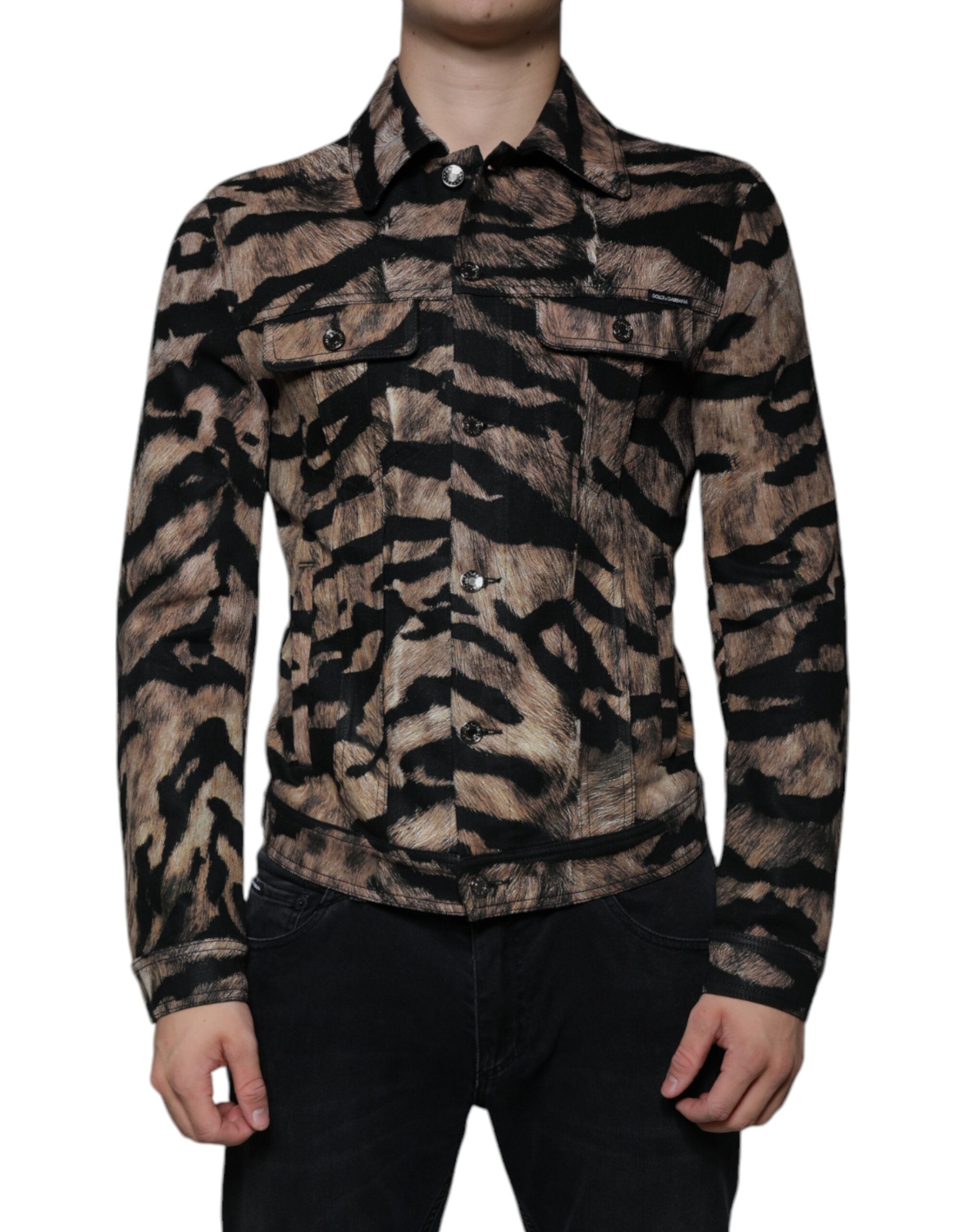 Dolce & Gabbana Brown Tiger Button Down Collared Jacket - ACCEXO