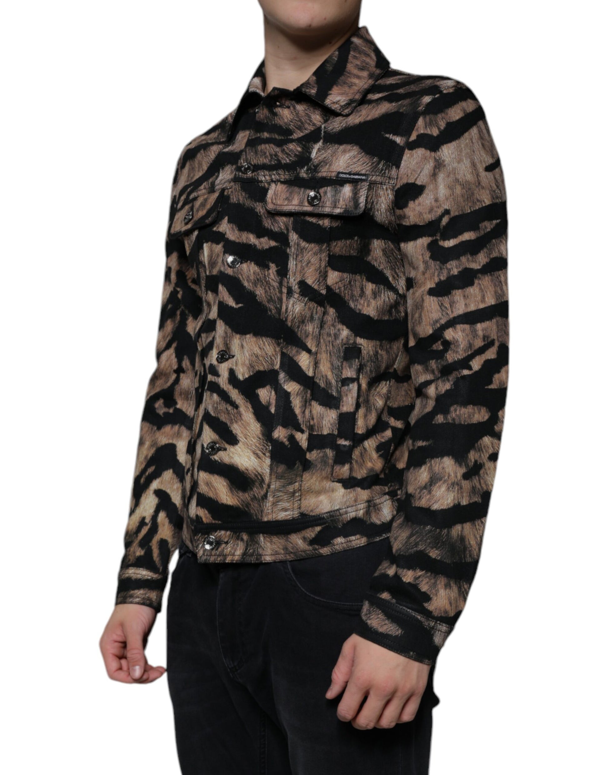 Dolce & Gabbana Brown Tiger Button Down Collared Jacket - ACCEXO