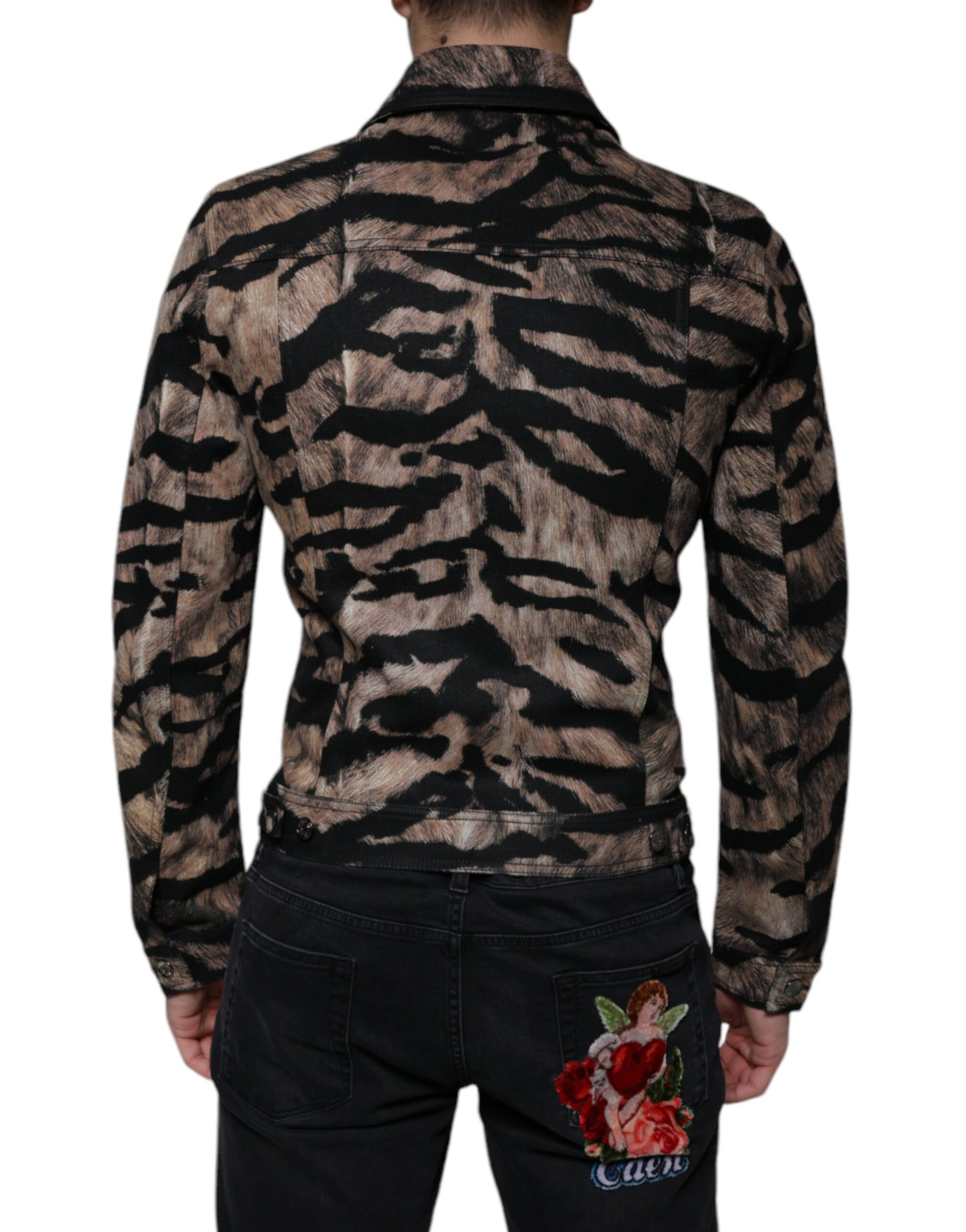 Dolce & Gabbana Brown Tiger Button Down Collared Jacket - ACCEXO