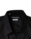 Dolce & Gabbana Black King Crown Embroidered GOLD Dress Shirt