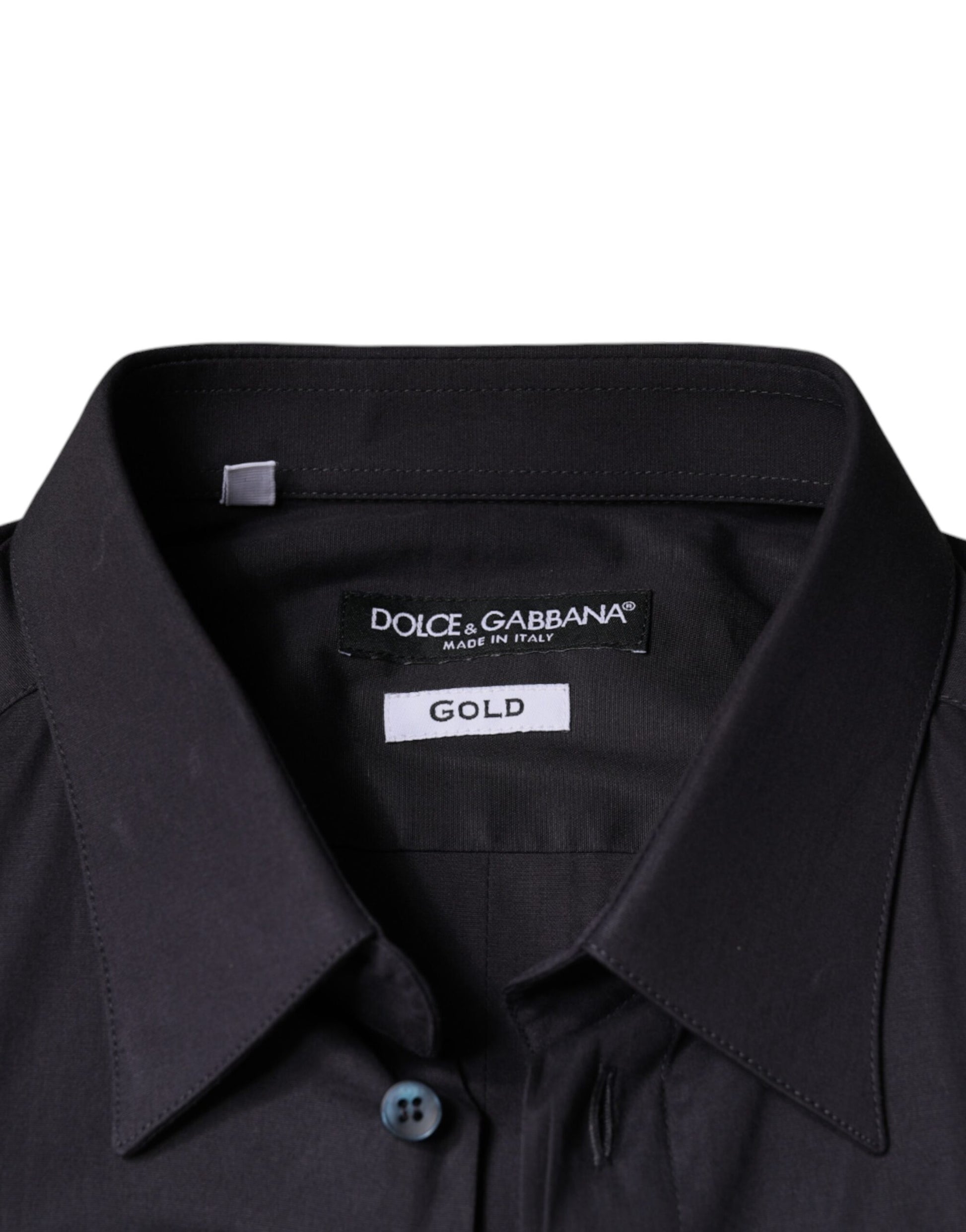 Dolce & Gabbana Black Cotton Stretch Dress GOLD Formal Shirt - ACCEXO