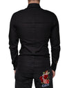 Dolce & Gabbana Black Cotton Stretch Dress GOLD Formal Shirt