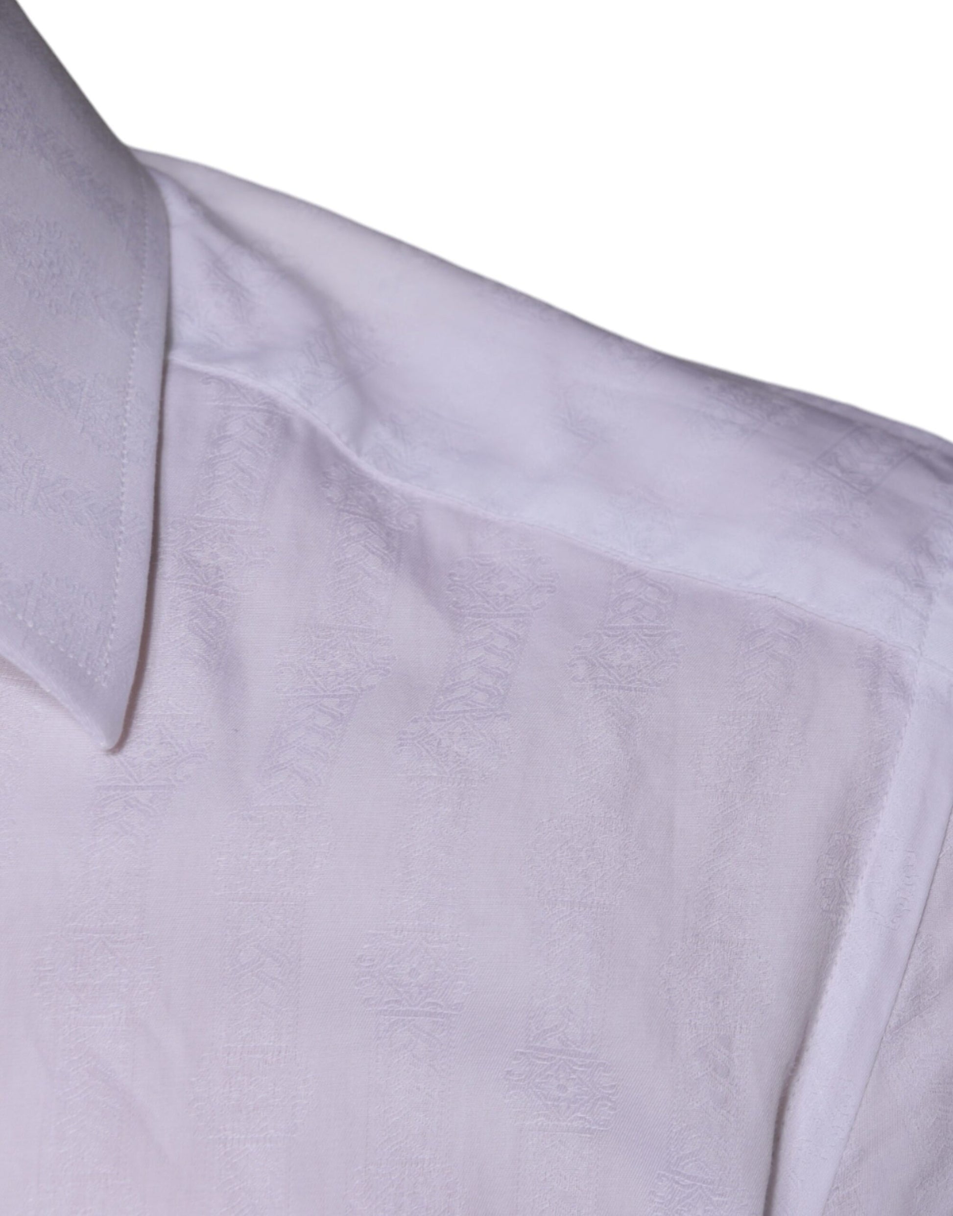 Dolce & Gabbana White Cotton Men Dress GOLD Formal Shirt - ACCEXO