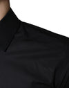 Dolce & Gabbana Black Cotton Stretch Dress GOLD Formal Shirt