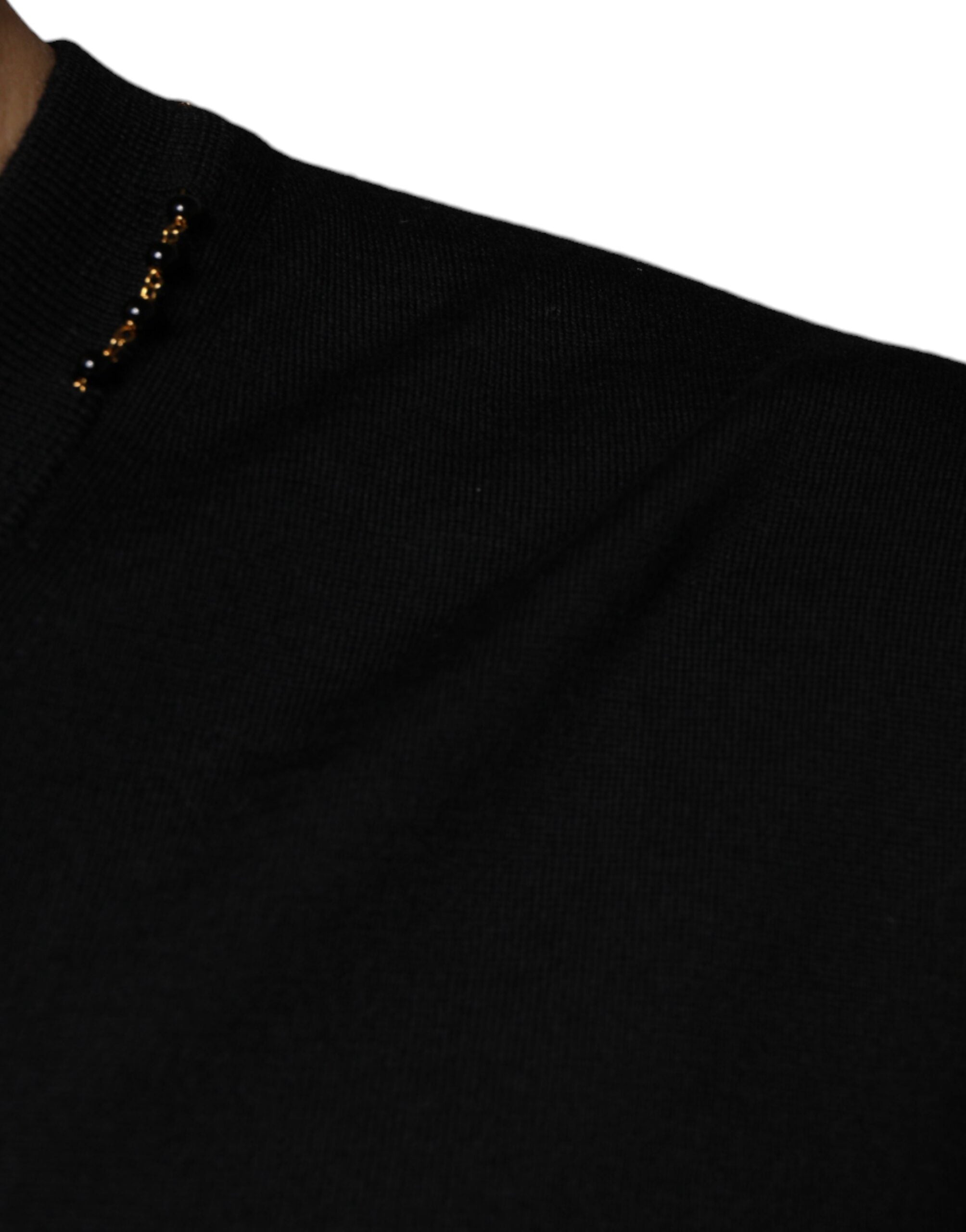 Dolce & Gabbana Black Embellished V-neck Pullover Sweater - ACCEXO
