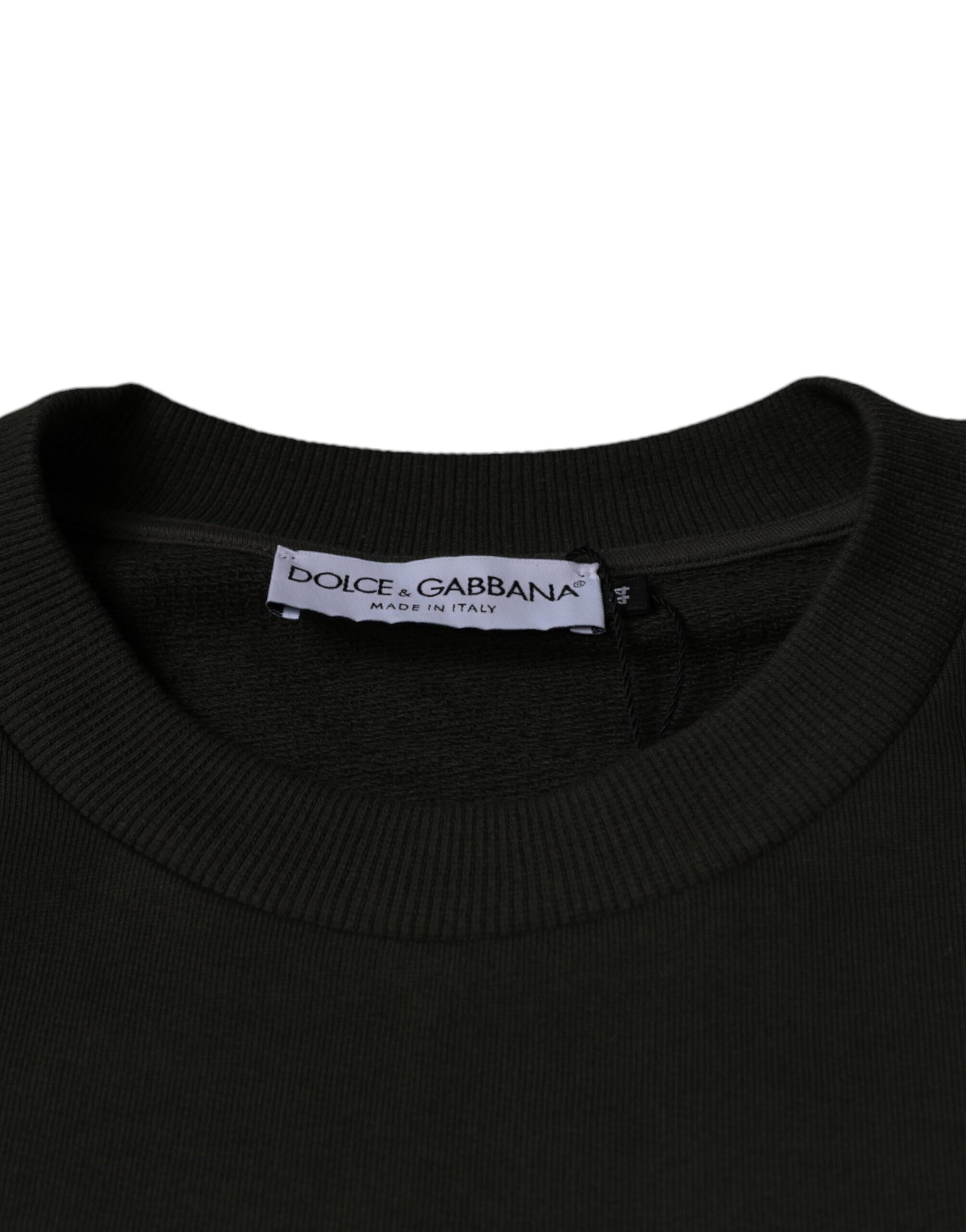 Dolce & Gabbana Army Green DG Crown Crew Neck Pullover Sweater - ACCEXO