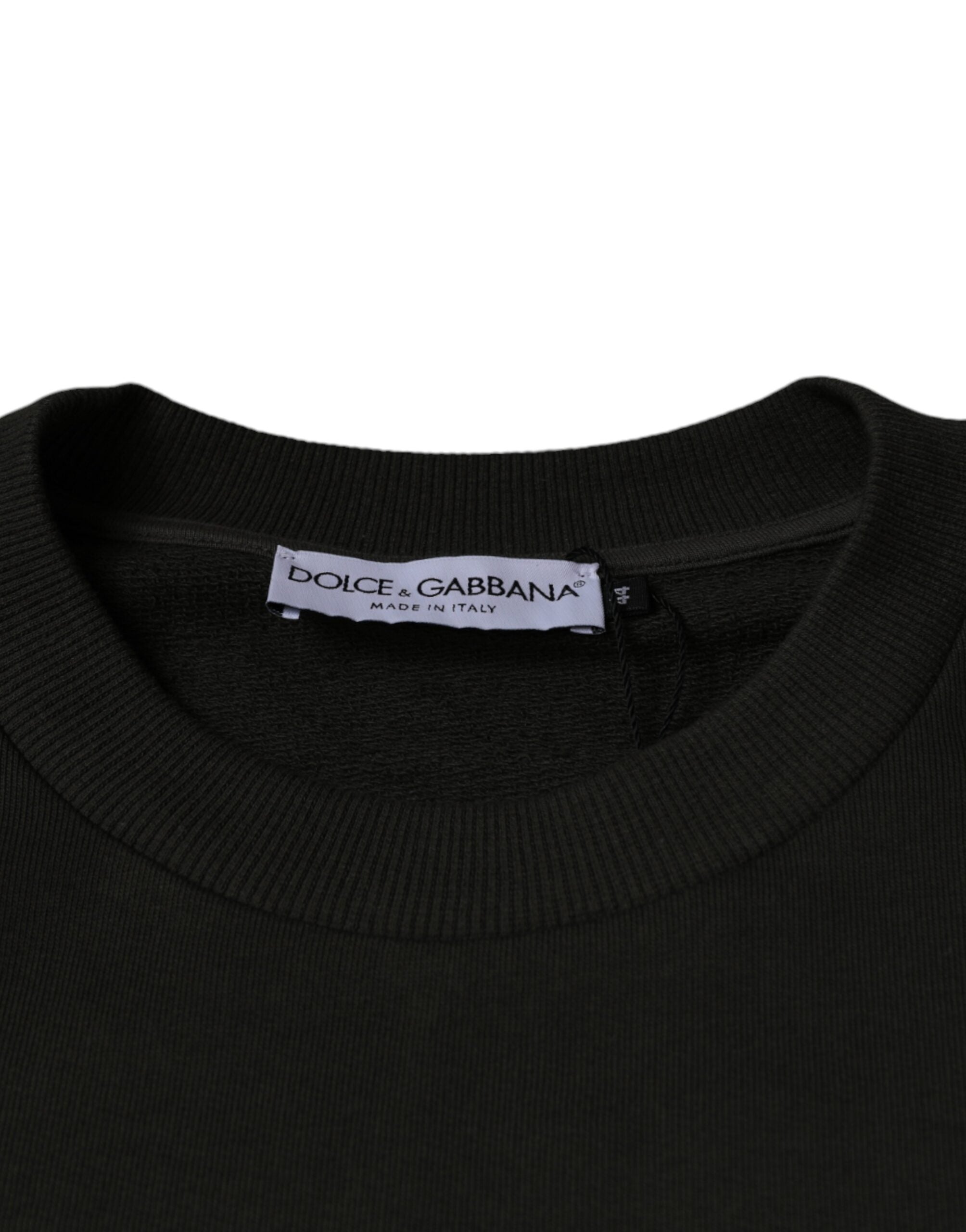 Dolce & Gabbana Army Green DG Crown Crew Neck Pullover Sweater - ACCEXO
