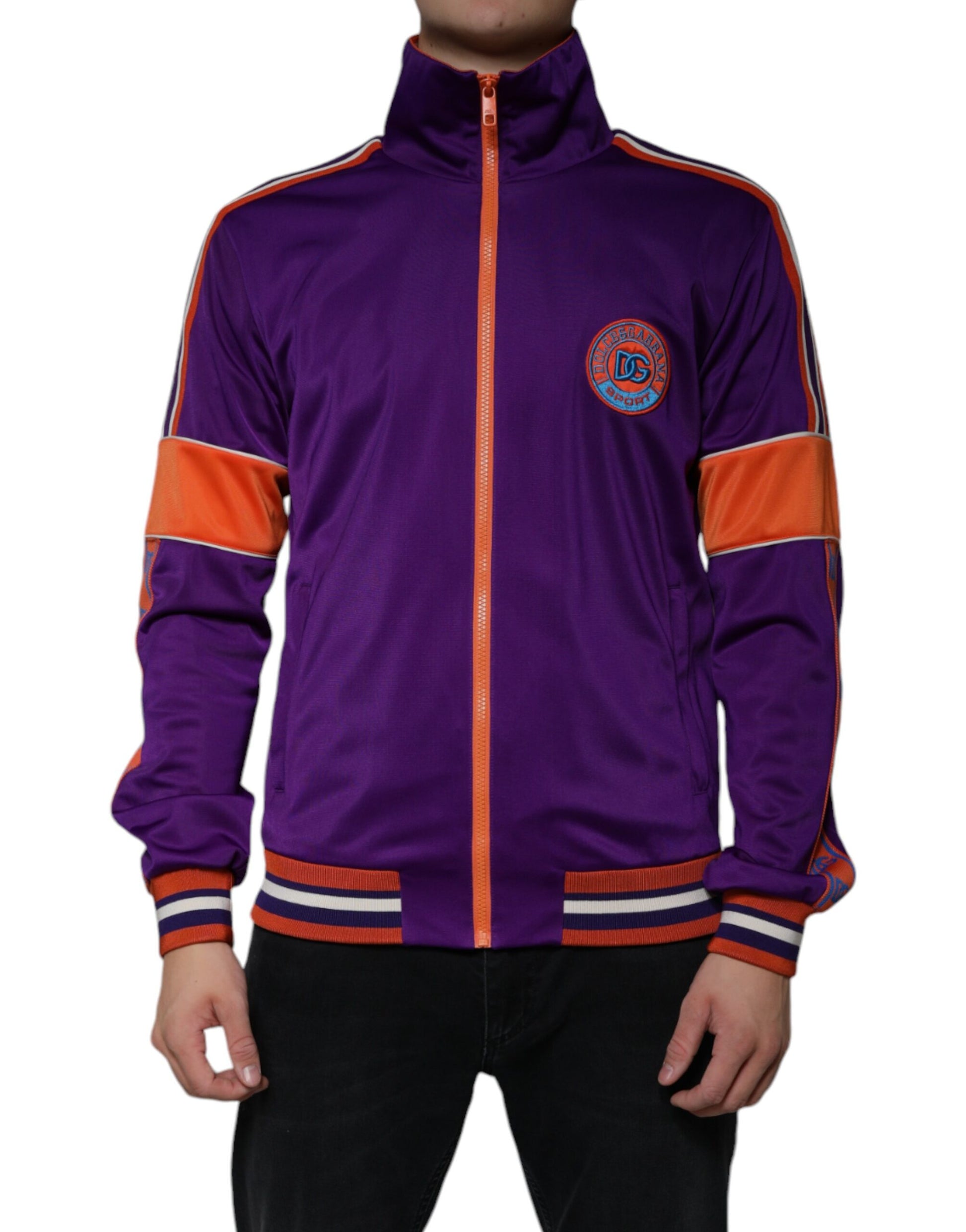 Dolce & Gabbana Purple Polyester Full Zip Long Sleeve Sweater - ACCEXO