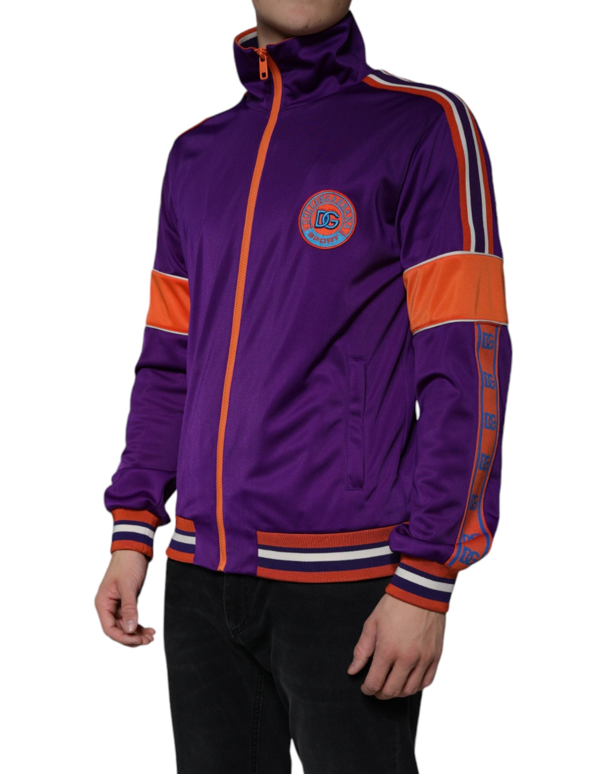 Dolce & Gabbana Purple Polyester Full Zip Long Sleeve Sweater - ACCEXO