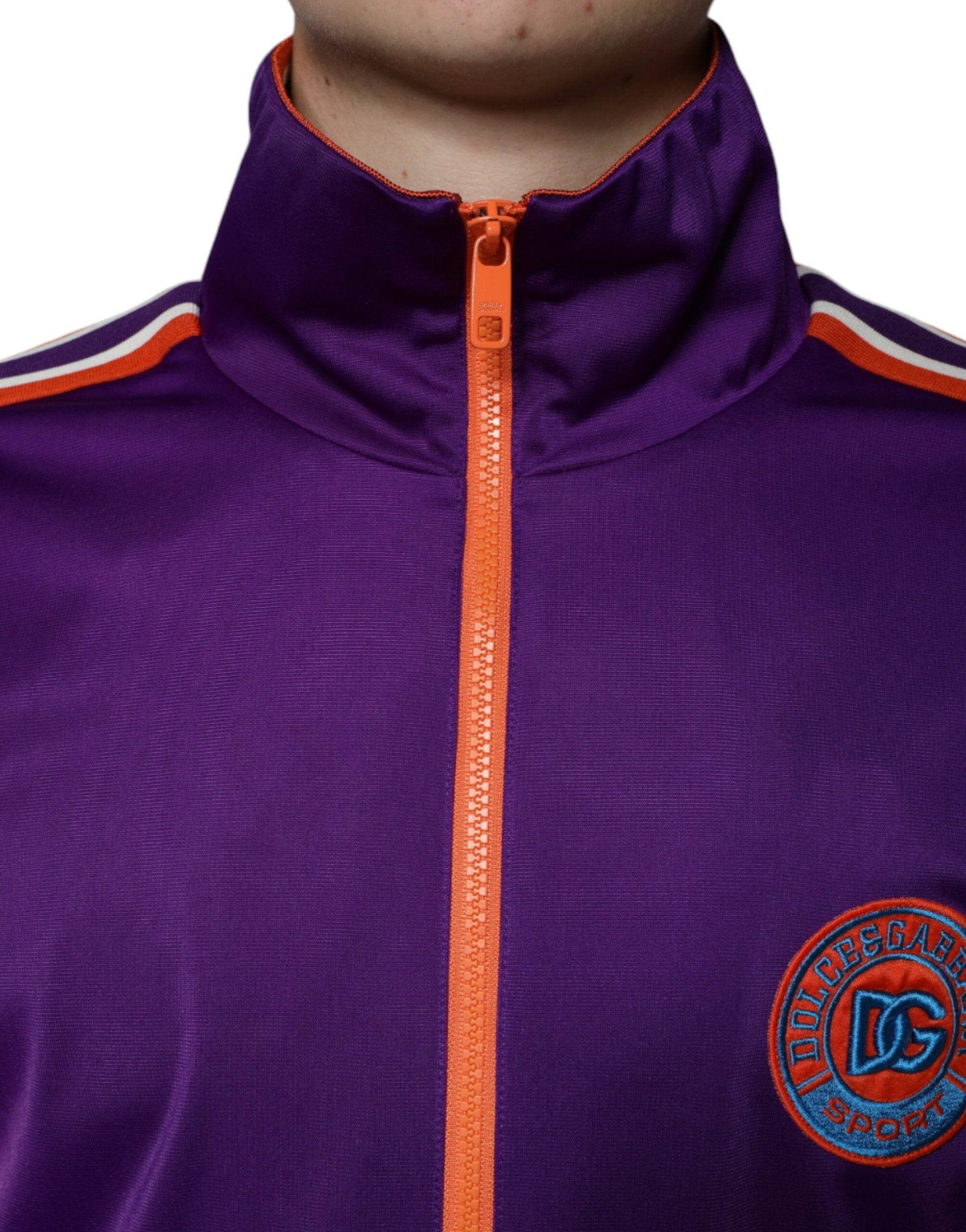 Dolce & Gabbana Purple Polyester Full Zip Long Sleeve Sweater - ACCEXO