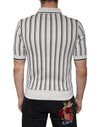 Dolce & Gabbana White Black Stripe Polo Short Sleeve T-shirt