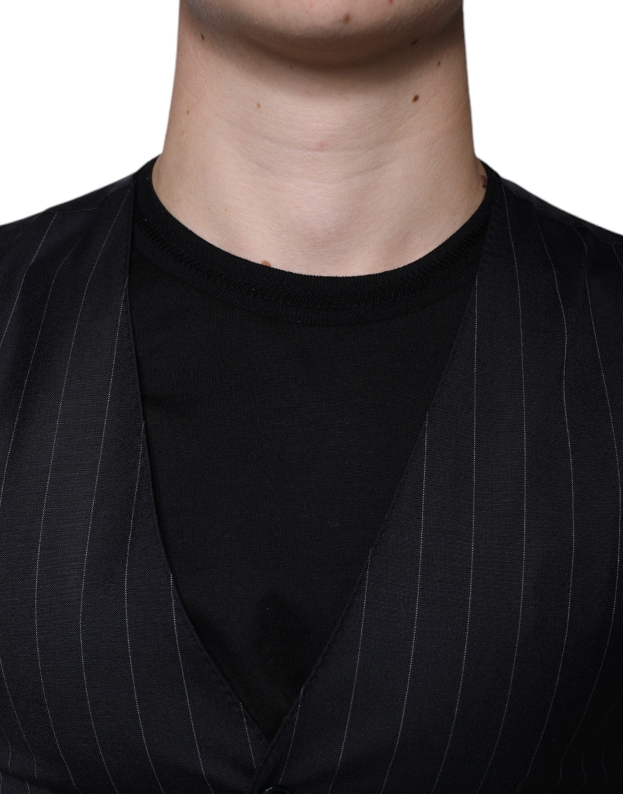 Dolce & Gabbana Black Leather Waistcoat Dress Formal Vest - ACCEXO