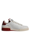 Dolce & Gabbana White Red Perforated Low Top Sneakers Shoes