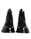 Dolce & Gabbana Black Leather Lace Up Mid Calf Boots Shoes