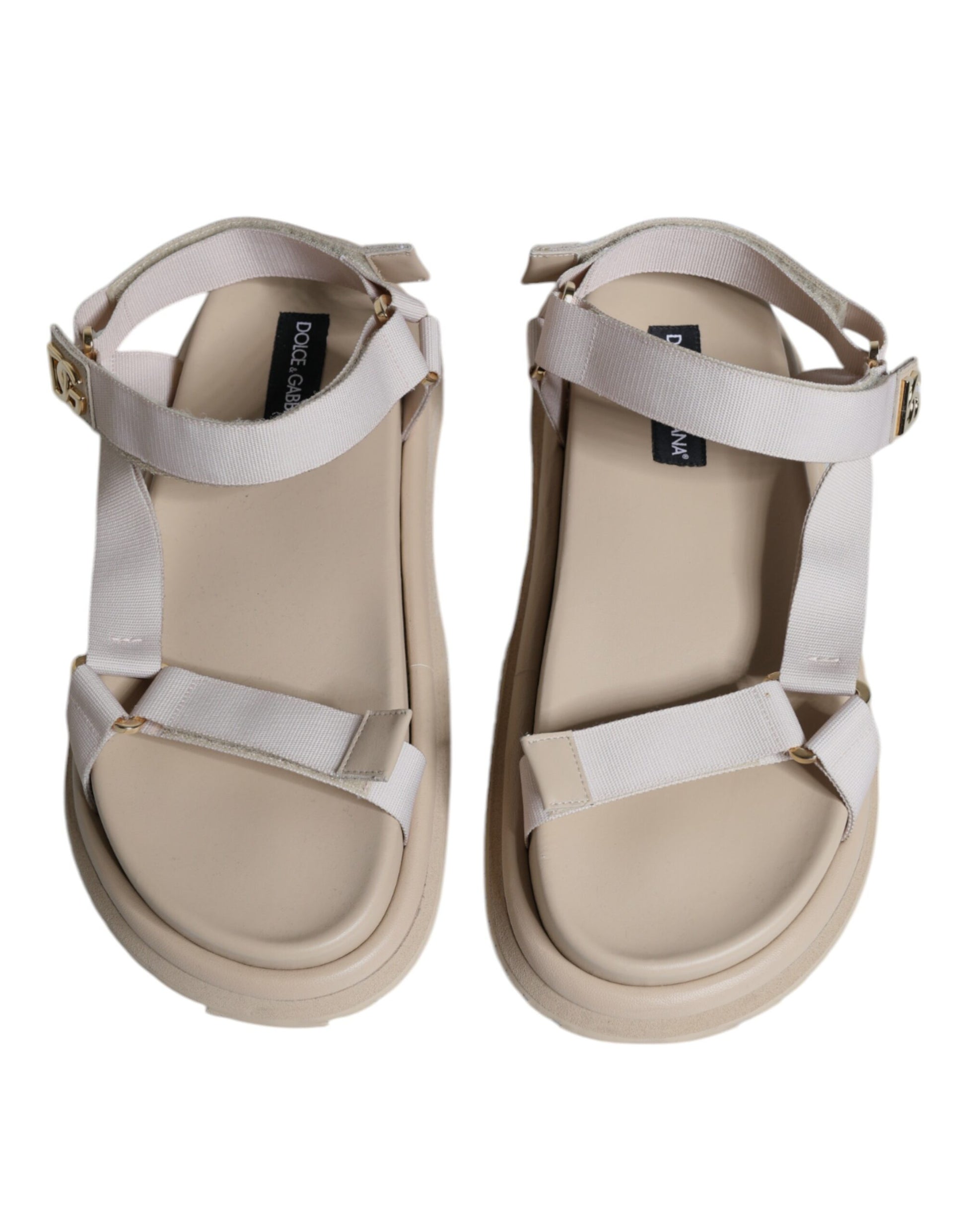 Dolce & Gabbana Beige Nappa Devotion Strap Men Sandals Shoes - ACCEXO