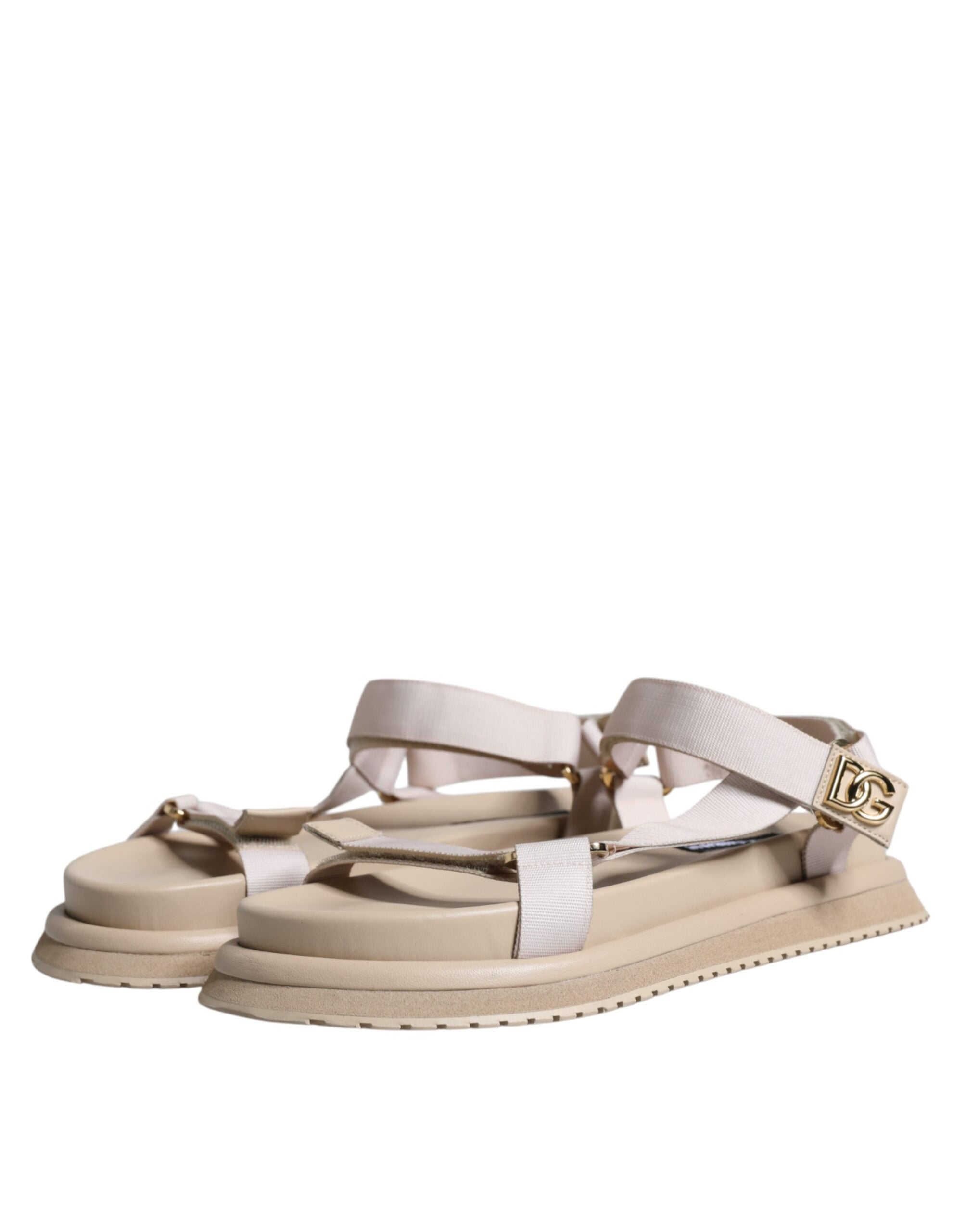 Dolce & Gabbana Beige Nappa Devotion Strap Men Sandals Shoes - ACCEXO