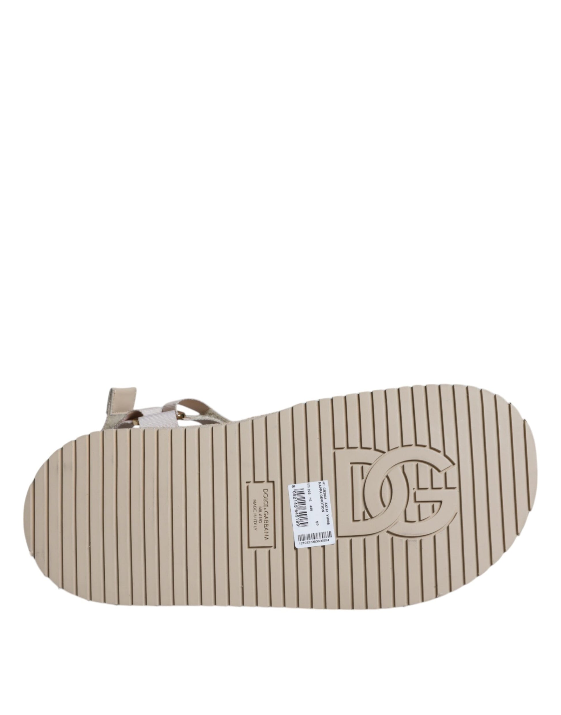 Dolce & Gabbana Beige Nappa Devotion Strap Men Sandals Shoes - ACCEXO