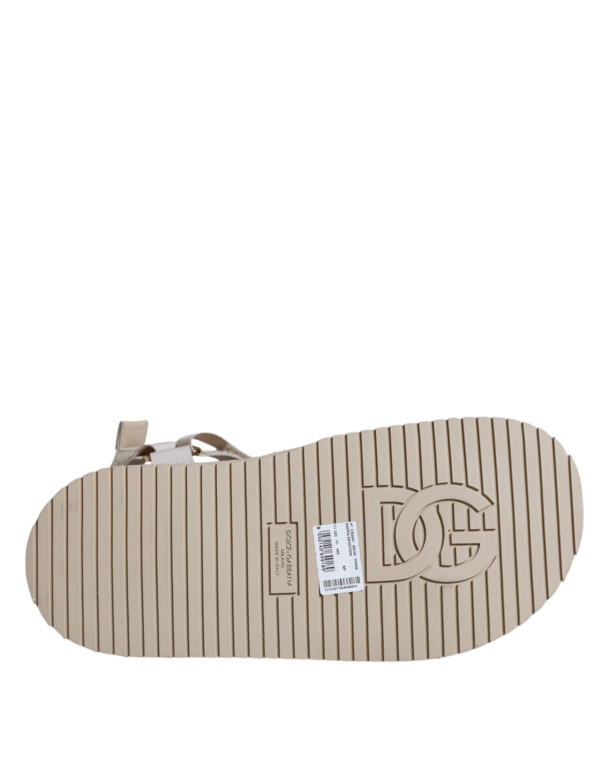 Dolce & Gabbana Beige Nappa Devotion Strap Men Sandals Shoes - ACCEXO