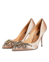 Dolce & Gabbana Beige Satin Crystal High Heels Pumps Shoes