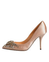 Dolce & Gabbana Beige Satin Crystal High Heels Pumps Shoes