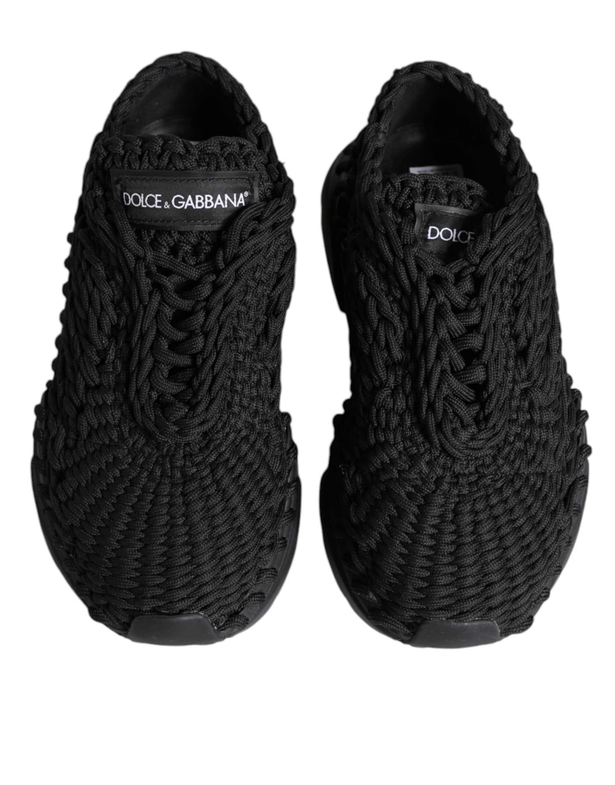 Dolce & Gabbana Black Knitted Daymaster Sneakers Shoes - ACCEXO