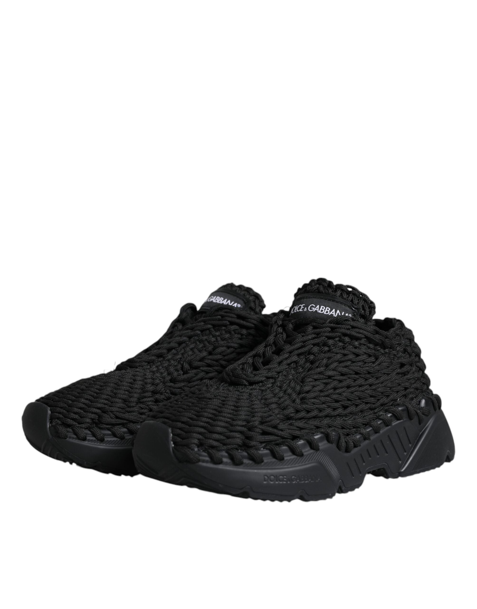 Dolce & Gabbana Black Knitted Daymaster Sneakers Shoes - ACCEXO