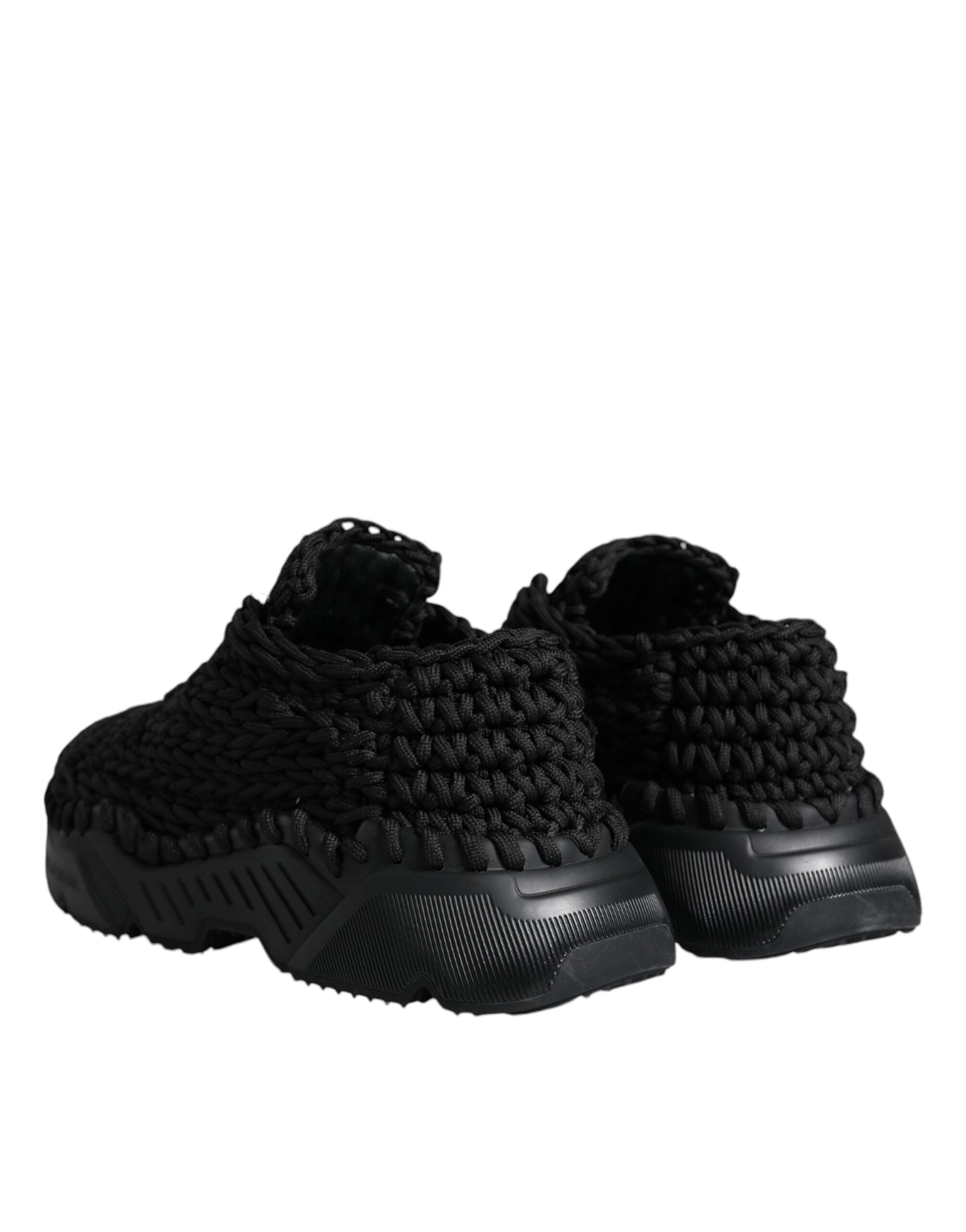 Dolce & Gabbana Black Knitted Daymaster Sneakers Shoes - ACCEXO