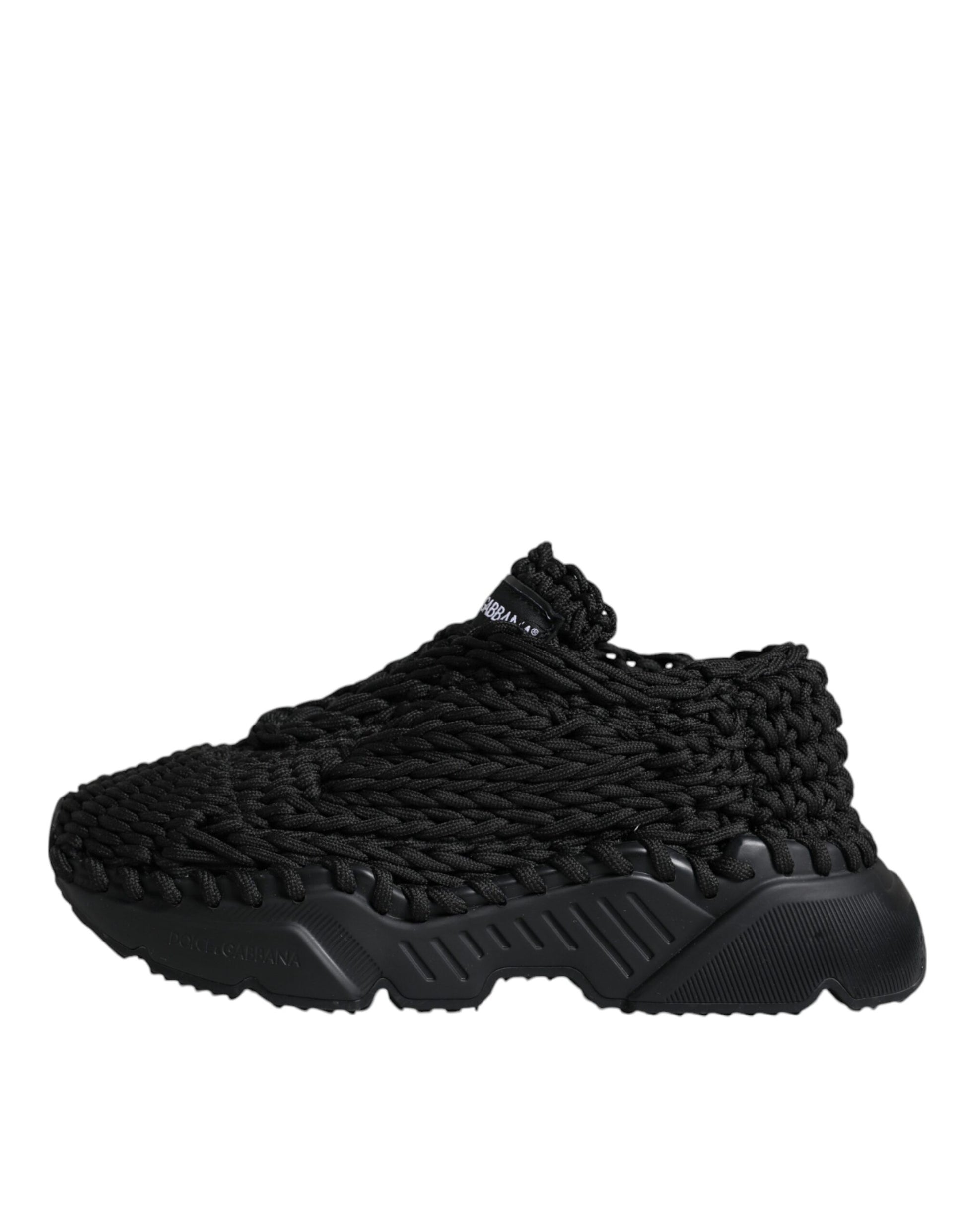 Dolce & Gabbana Black Knitted Daymaster Sneakers Shoes - ACCEXO