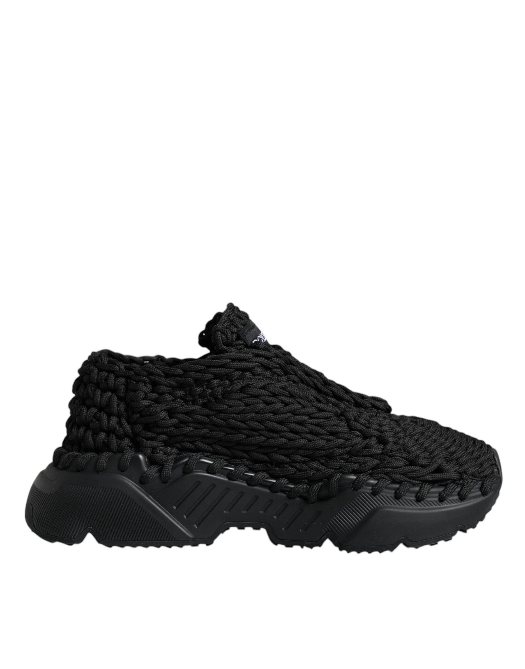 Dolce & Gabbana Black Knitted Daymaster Sneakers Shoes - ACCEXO