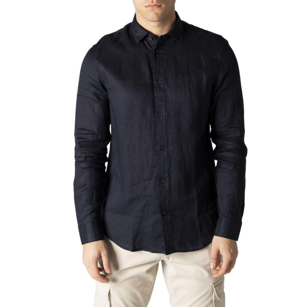 Armani Exchange Blue Linen Shirt - ACCEXO