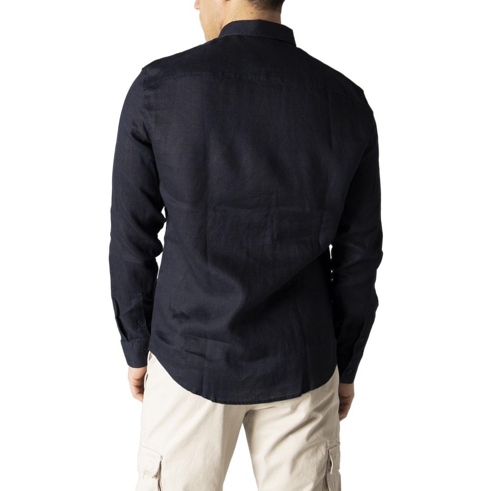 Armani Exchange Blue Linen Shirt - ACCEXO