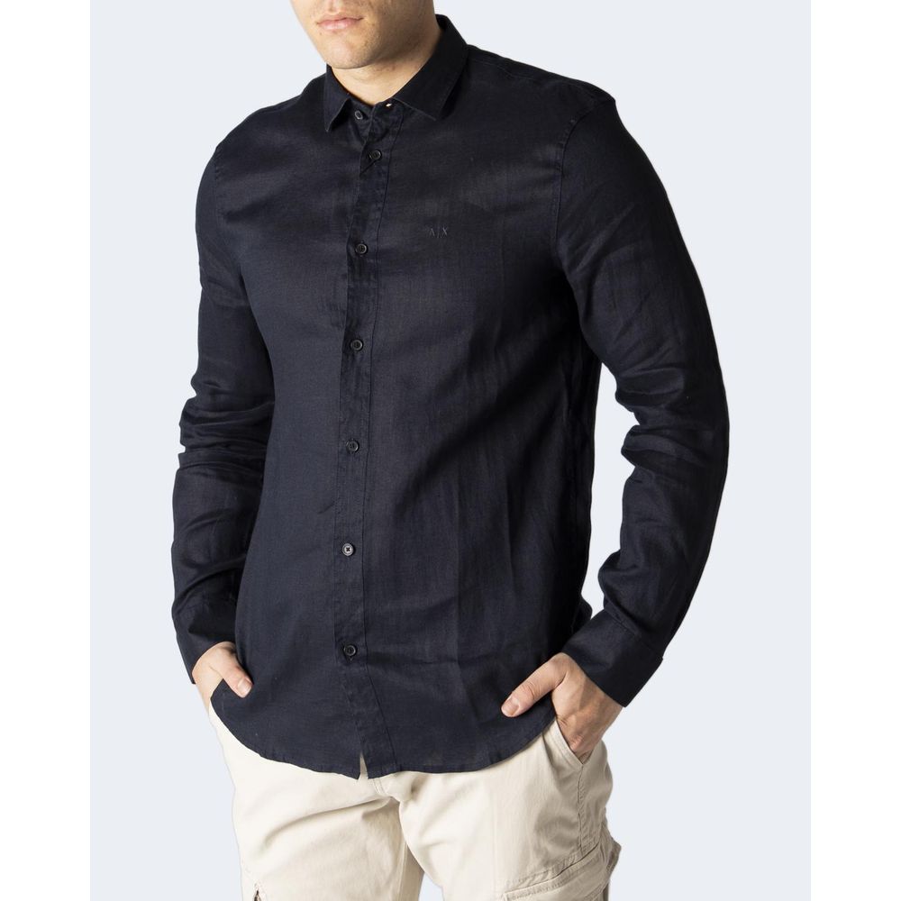 Armani Exchange Blue Linen Shirt - ACCEXO