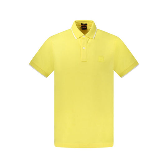 Hugo Boss Yellow Cotton Men Polo Shirt