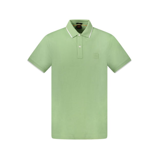 Hugo Boss Green Cotton Men Polo Shirt