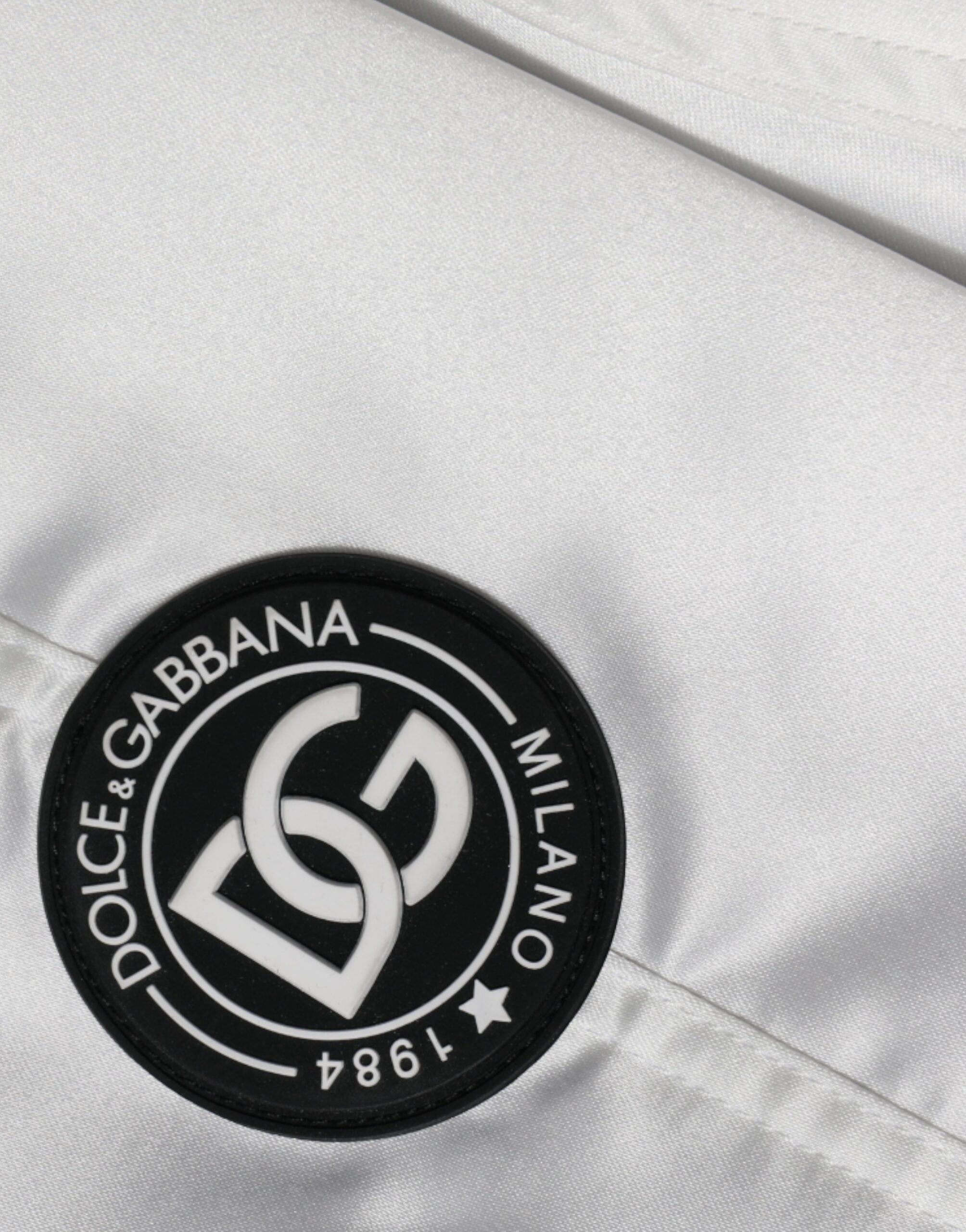 Dolce & Gabbana White Polyester Logo Full Zip Bomber Jacket - ACCEXO