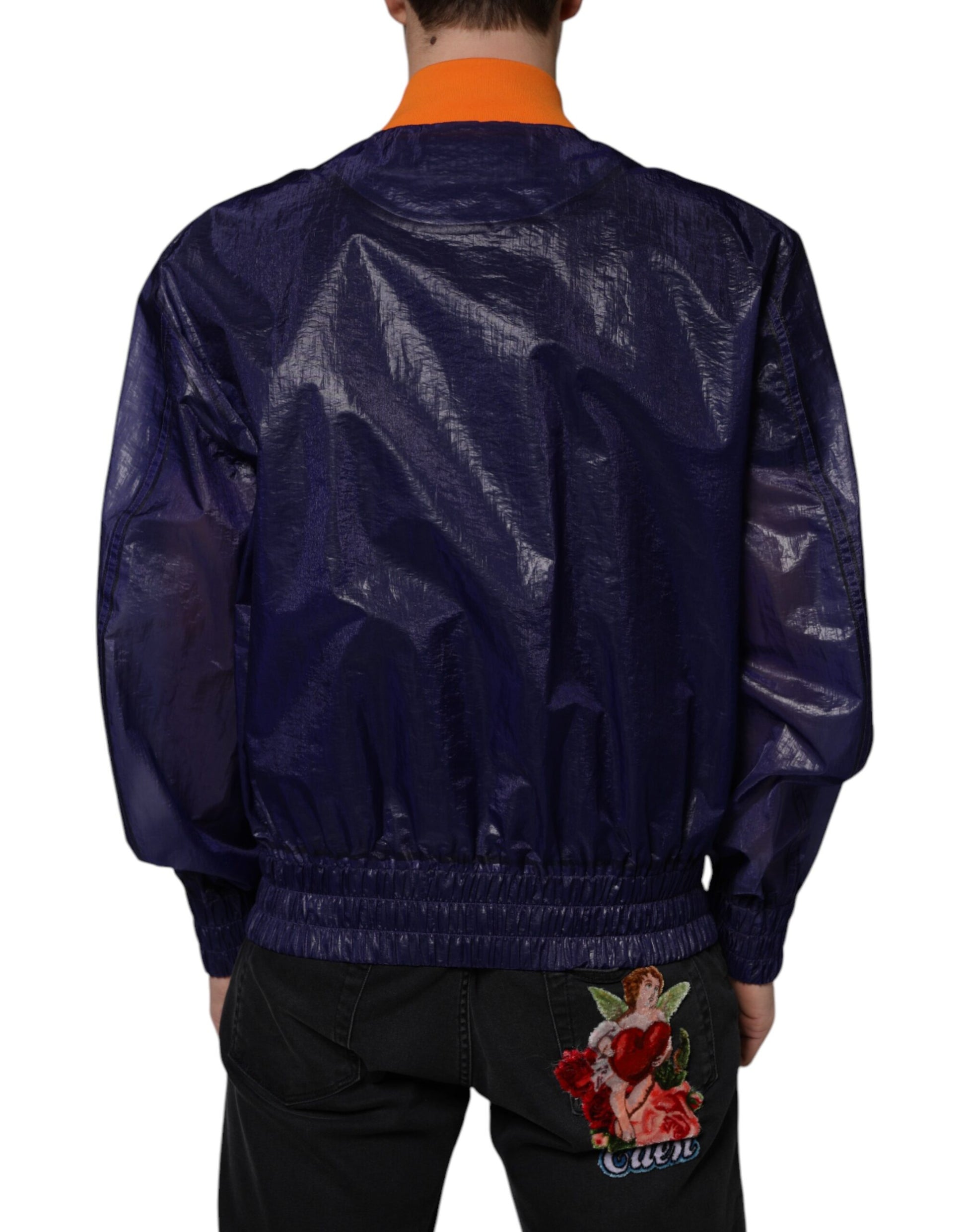 Dolce & Gabbana Blue Cotton Stretch Full Zip Bomber Jacket - ACCEXO