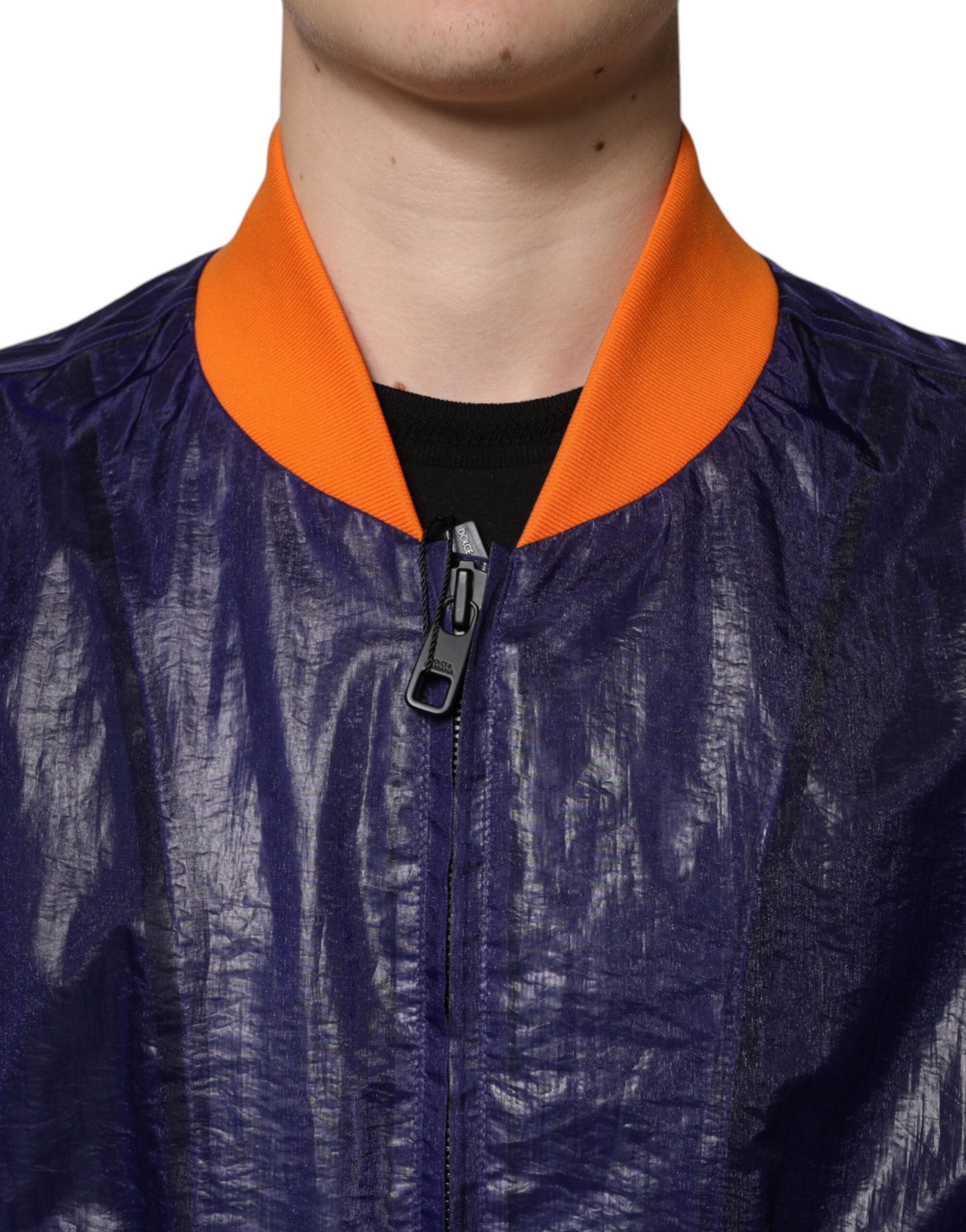 Dolce & Gabbana Blue Cotton Stretch Full Zip Bomber Jacket - ACCEXO