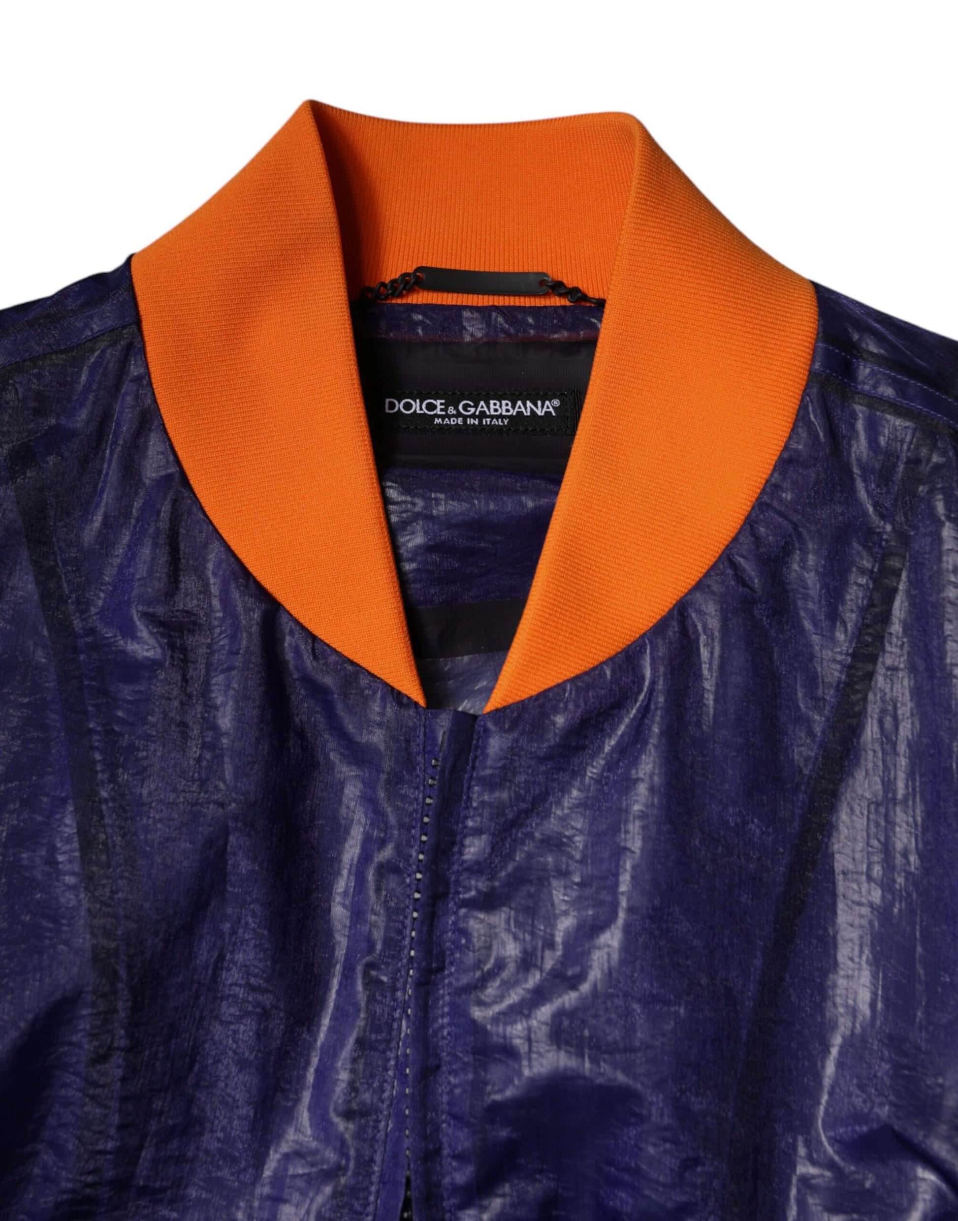 Dolce & Gabbana Blue Cotton Stretch Full Zip Bomber Jacket - ACCEXO