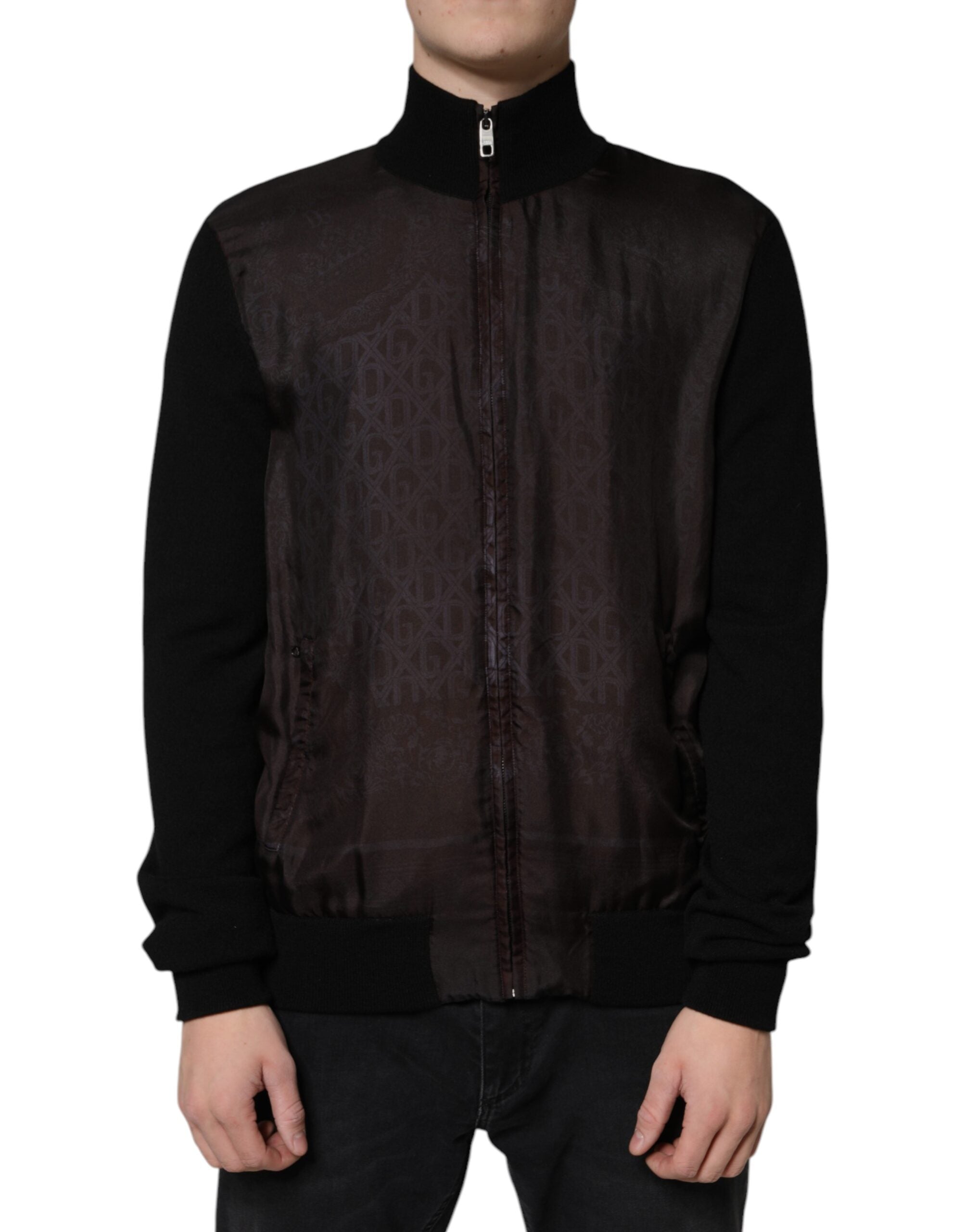 Dolce & Gabbana Black Logo Monogram Full Zip Bomber Jacket - ACCEXO